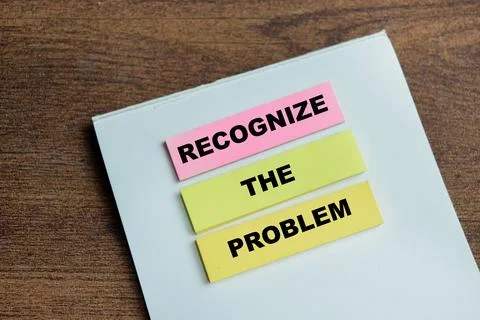 Concept of recognize the problem write on sticky notes 写真素材