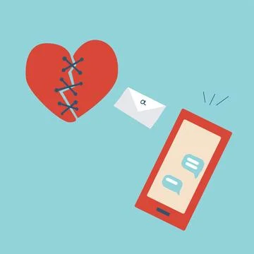 The concept of reconciliation sewn up heart e-mail Stock Illustration