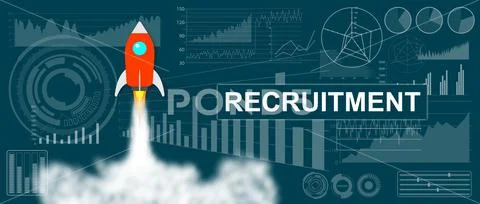 Concept of recruitment with a rocket launch on charts background ~ Clip ...