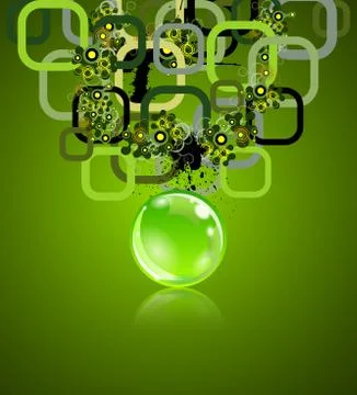 Concept with rectangles and sphere. Grunge elements on back Illustrazione stock