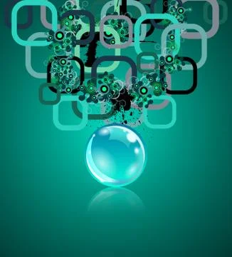 Concept with rectangles and sphere. Grunge elements on back Illustrazione stock