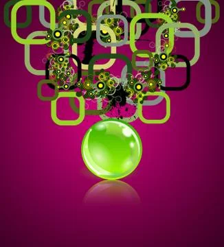 Concept with rectangles and sphere. Grunge elements on back Illustrazione stock