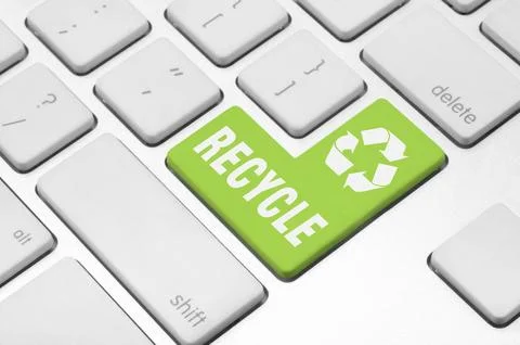 Concept: Recycle key on the computer keyboard 스톡 일러스트