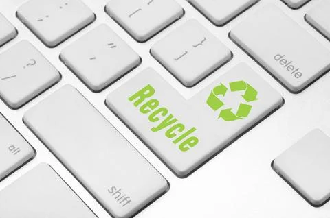 Concept: Recycle key on the computer keyboard Stock Illustration