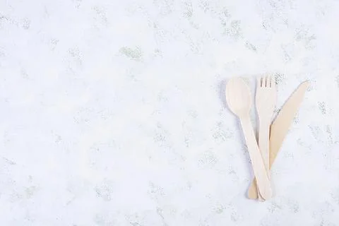 Concept recycle. Table serving with eco-friendly cutlery Stock Photos