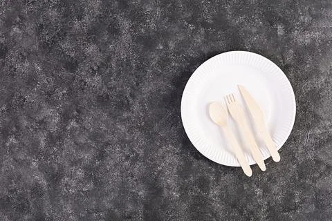 Concept recycle. Table serving with eco-friendly cutlery Stock Photos