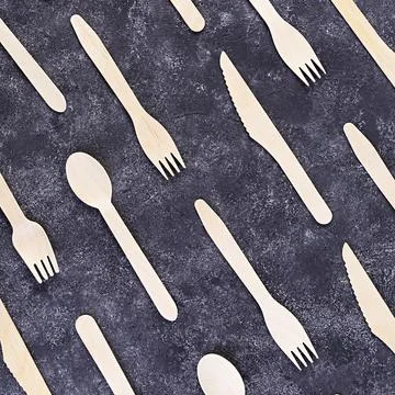 Concept recycle. Table serving with eco-friendly cutlery Stock Photos