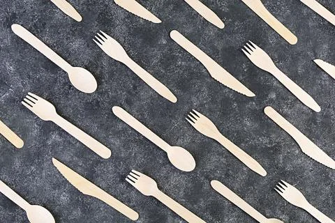 Concept recycle. Table serving with eco-friendly cutlery Stock Photos