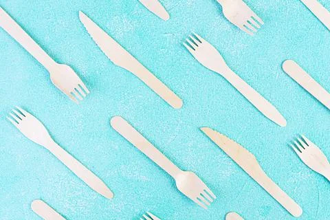 Concept recycle. Table serving with eco-friendly cutlery Stock Photos