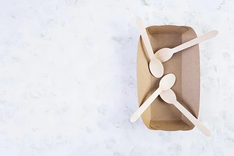 Concept recycle. Table serving with eco-friendly cutlery Stock Photos