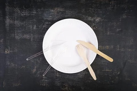 Concept recycle. Table serving with eco-friendly cutlery Stock Photos