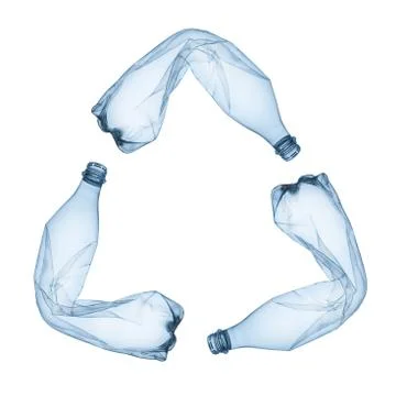Concept of recycle.empty used plastic bottle on white background Stock Photos