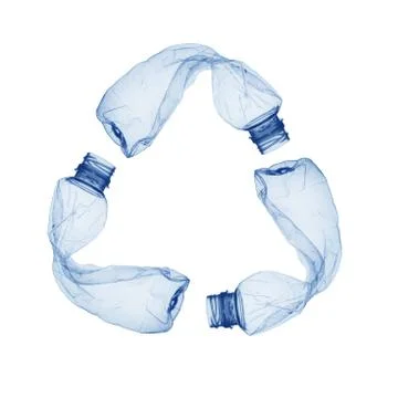 Concept of recycle.empty used plastic bottle on white background Stock Photos