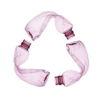 Concept of recycle.empty used plastic bottle on white background Stock Photos