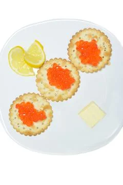 Concept with red caviar Stock Photos