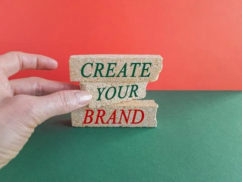 Concept red words CYB Create your brand on brick blocks. Foto stock