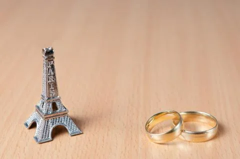 Concept regarding postponement and reprogramming  honeymoon  in Paris during Stock Photos
