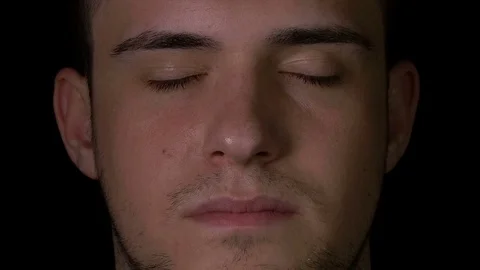 Concept of REM man eyes during sleep interrupted by a nightmare Stock Footage 75540202