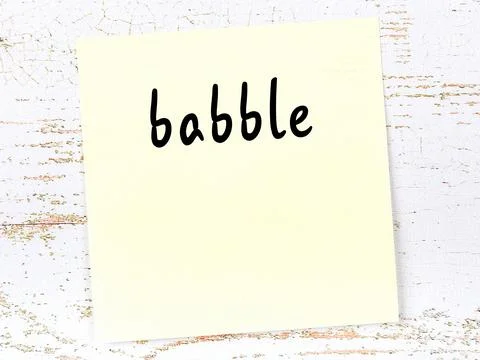 Concept of reminder about babble. Yellow sticky sheet of paper on wooden wall Stock Illustration