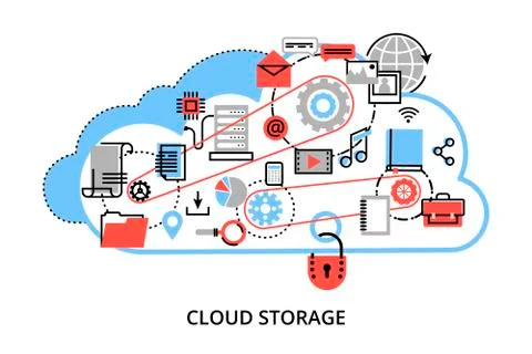 Concept of remote cloud data storage Ilustração Stock