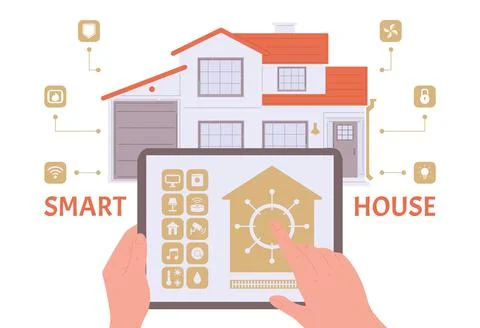 Concept of remote management smart home a vector flat illustration イラスト素材