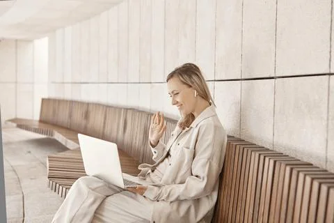 The concept of remote work via the Internet. Stock Photos