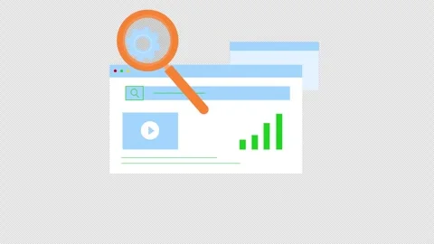 Concept represents video search optimization with a magnifying glass, video.. Stock Footage 310538561