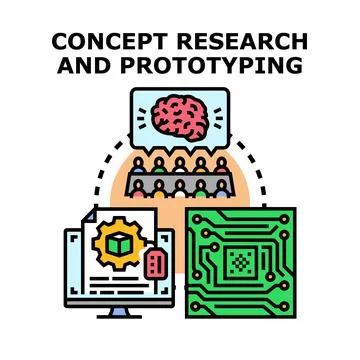Concept research and prototyping development process vector Stock Illustration