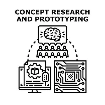 Concept research and prototyping development process vector イラスト素材