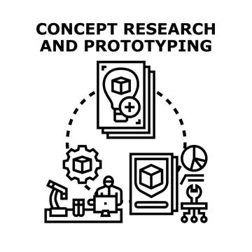 Concept research and prototyping development vector illustration イラスト素材