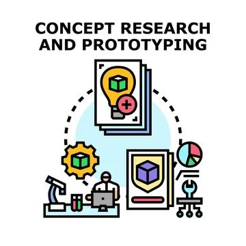 Concept research and prototyping development vector illustration Stock Illustration