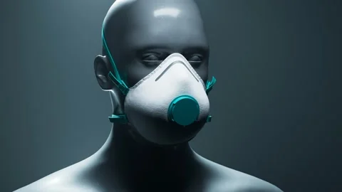 Concept of a respiratory protection mask. Render of the model wearing FFP3 mask. Stock Footage 133451526