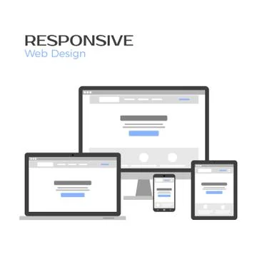 Concept Responsive Web Design. Landing page preview on gadgets screen Stock Illustration