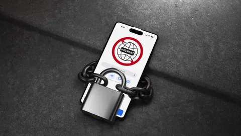 The concept of restricted internet access. The internet is prohibited Video stock 314004866