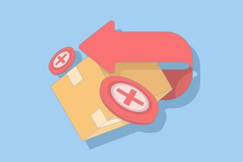 Concept of return delivery. order cancellation, rejected package. Stock Illustration