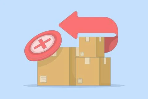 Concept of return, failed delivery, order cancellation, rejected package. Stock Illustration