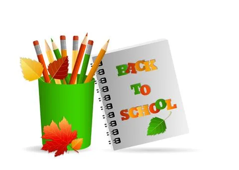Concept of return to school, knowledge day, September 1, school supplies in a Stock Illustration