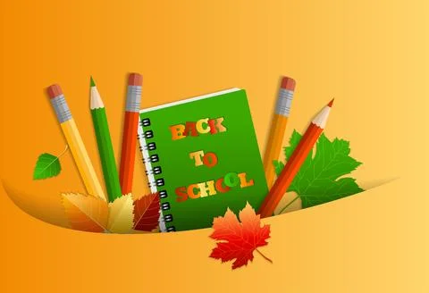 Concept of return to school, knowledge day, September 1, school supplies in a Stock Illustration