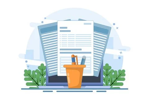 Concept Review of educational textbooks on creative writing and storytelling Illustrazione stock