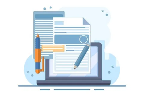 Concept Review of educational textbooks on creative writing and storytelling Illustrazione stock