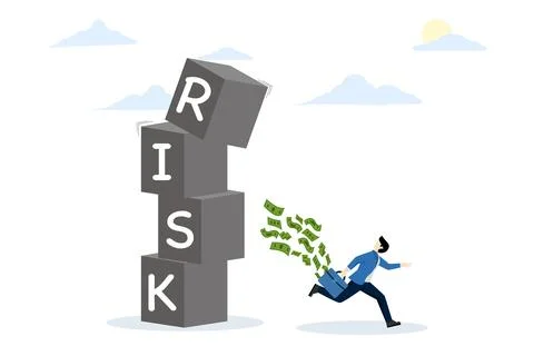 Concept of risk aversion, avoiding or minimizing risk, escaping from uncertainty Stock Illustration