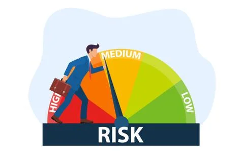 The concept of risk on the speedometer Illustrazione stock