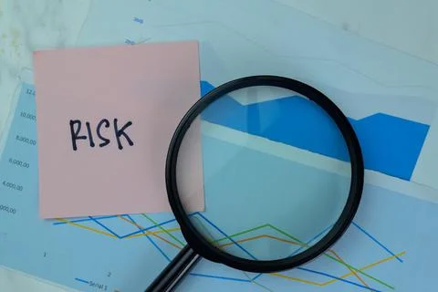 Concept of Risk write on sticky notes with diagram or graph 스톡 사진