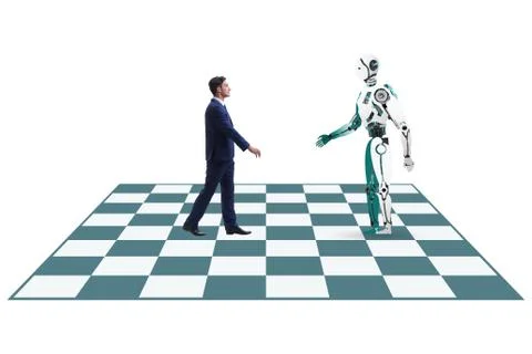 Concept of rivalry between robots and humans Stock Photos