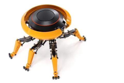 Concept of robot helper or bot with mechanical arms on white background. Stock Illustration