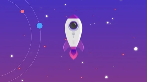 Concept rocket launch space flat art style Stock Footage 104808555