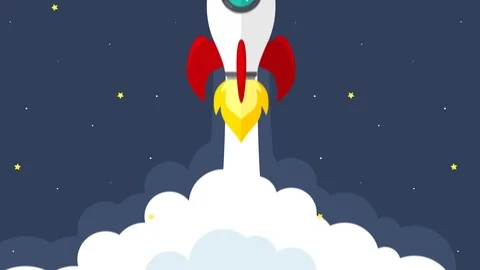 Concept rocket launch space paper art style, start up business concept Stock Footage 101282060