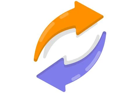 Concept of rotate, refresh, repeat, undo, automate, reload and restore icon. Stock Illustration