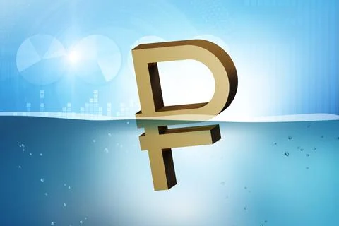 Concept of rouble devaluation and economic crisis Stock Illustration