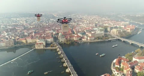 The concept of a safe city of the future. Future City 3D Scene. Futuristic City Видео 306645009